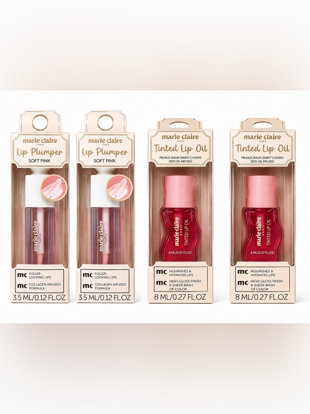 marie claire paris lip plumper And Oil soft pink Set  of 4